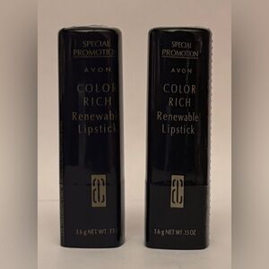 Two (2) Avon Color Rich Renewable lipsticks: Cool Peach & Tinsel